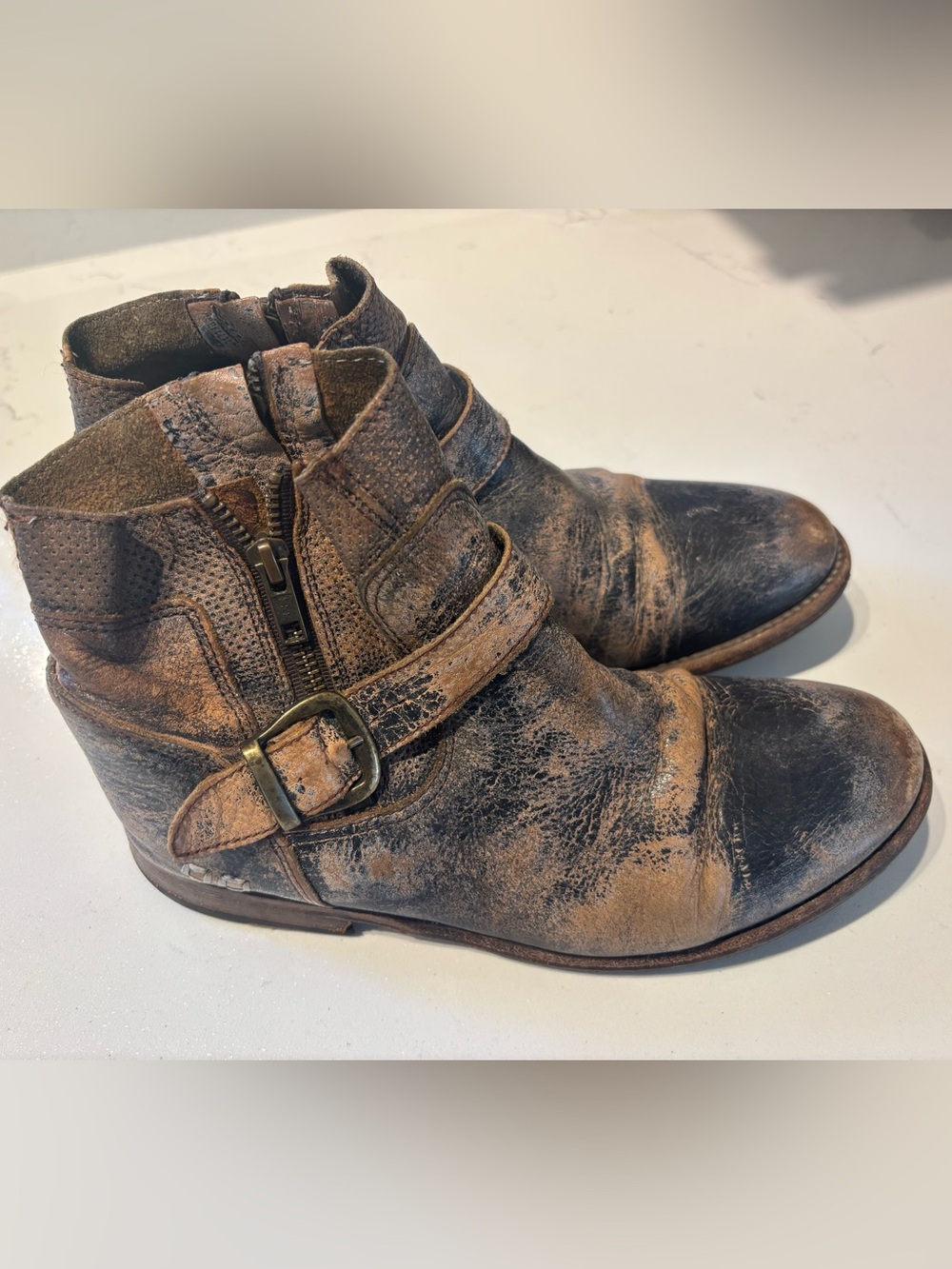 Bed Stu Leather Booties Bed Stu Becca distressed Cobbler Series with zipper